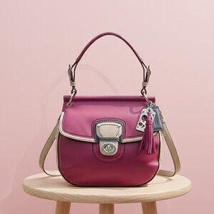 Coach 19031 Willis Legacy Handbag in Purple and Gray Combination